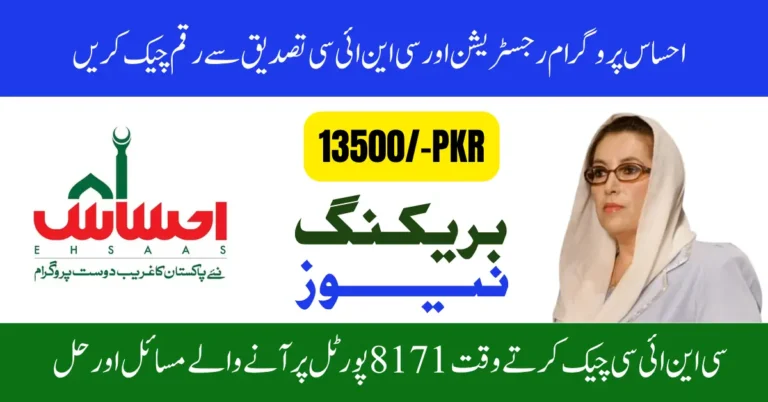 Check Your Bonus in 8171 Ehsaas Program Rs. 13,500 Using CNIC Online 2025